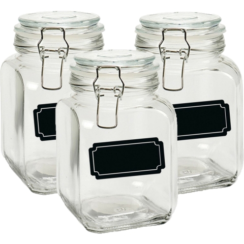 Weckpot/inmaakpot - 4x - 1.2L - glas - met beugelsluiting - incl. etiketten -