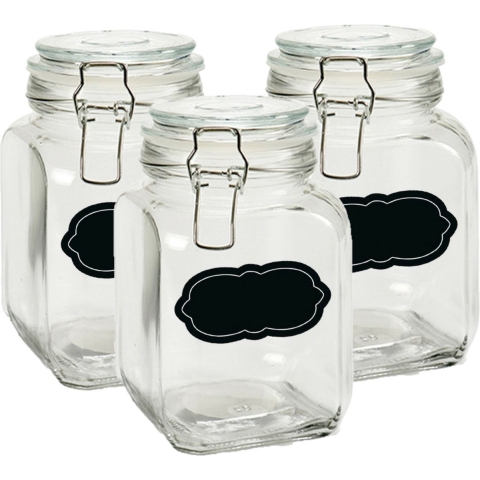 Weckpot/inmaakpot - 4x - 1.2L - glas - met beugelsluiting - incl. etiketten -