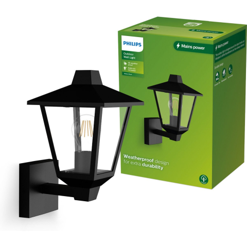 Philips Lighting Kinno 929004141301 Buitenlamp (wand) E27 Zwart