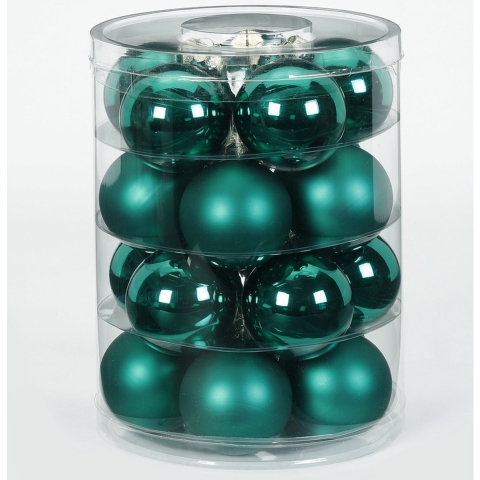 40x Donkergroene glazen kerstballen 6 cm glans en mat -