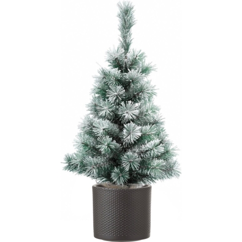 Volle besneeuwde kunst kerstboom 75 cm inclusief donkergrijze pot -