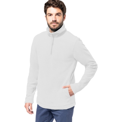 Fleece trui - wit - warme sweater - voor heren - polyester M -