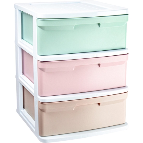 Ladeblokje/bureau organizer met 3x lades - gekleurd - L39 x B40 x H49 cm - plastic -