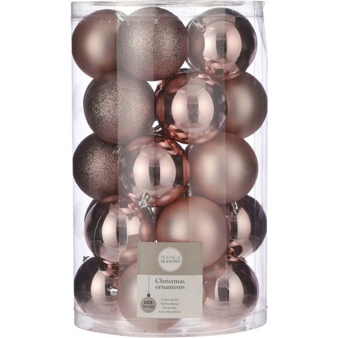 50x Kunststof kerstballen lichtroze 8 cm -