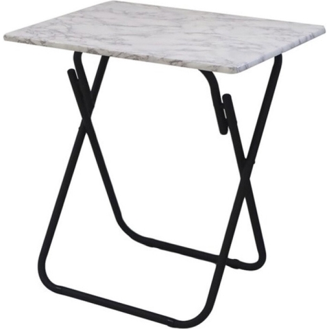 Bijzettafel - marmer look - MDF hout - metaal - inklapbaar - L55 x B73 x H87 cm -