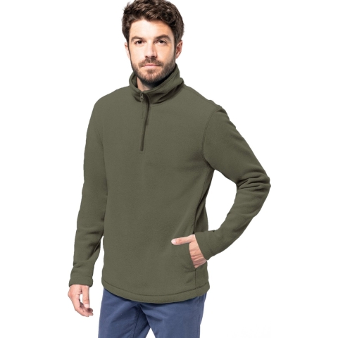 Fleece trui - leger groen - warme sweater - voor heren - polyester M -