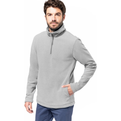 Fleece trui - lichtgrijs - warme sweater - voor heren - polyester XL -