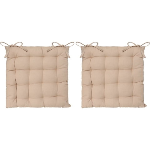 Atmosphera Stoelkussen - 4x - beige - katoen - 38 x 6 cm - zitkussen -