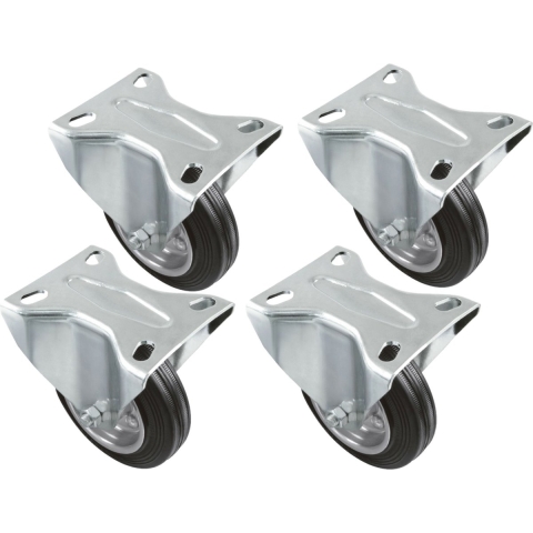 AMIG bokwiel/transportwiel - 4x - D80mm - rubber - 70kg - rollager -
