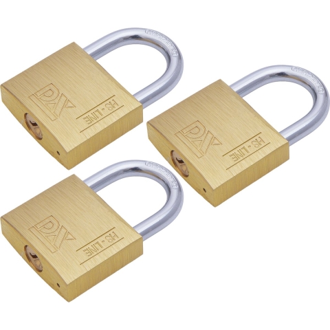 Hangslot met 2 sleutels - 3x - 40 mm - messing - kofferslot -
