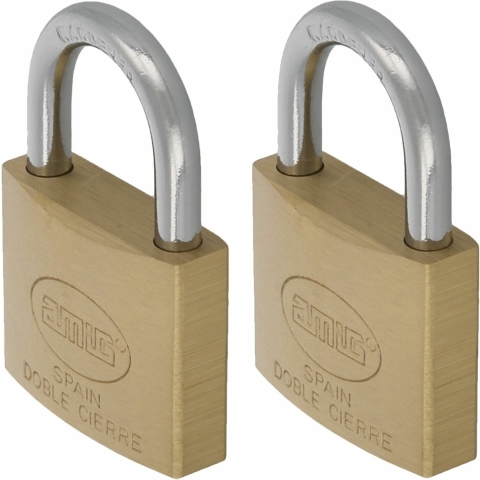 Hangslot met 2 sleutels - 2x - 60 mm - messing - kofferslot -