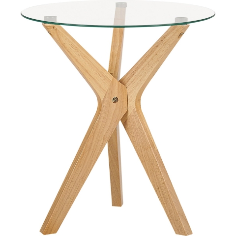 Beliani - VALLEY - Bijzettafel - Lichthout - Veiligheidsglas