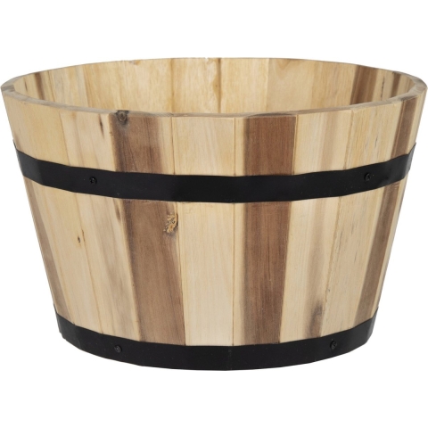 Mega Collections Plantenbak|bloempot - hout - bruin - D33 x H21 cmA A