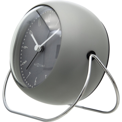 NeXtime - Tafelwekker 14x12x8cm - Stil - Grijs - Metaal - NeXtime