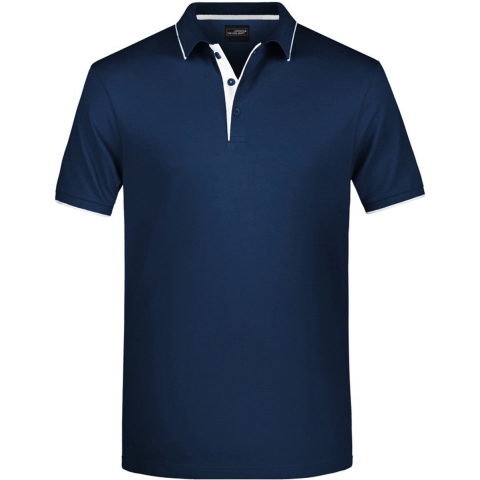 Polo shirt Golf Pro premium - navy/wit - katoen - voor heren L -
