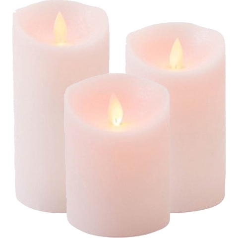 Set van 3x stuks Roze Led kaarsen met bewegende vlam -