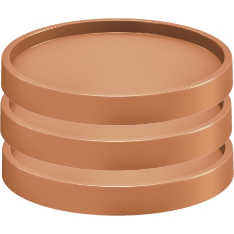 Prosperplast Plantenonderzetter - 3x stuks - rond - 35 cm - terracotta -