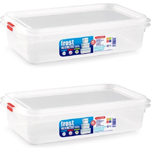 Vershoudbakje - 8x - met deksel - 26 x 18 x 7 cm - 1.6L - meal prep bakjes -