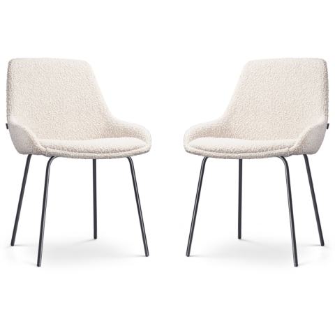 Nolon Nora-Isa Eetkamerstoelen Set van 2 - Bouclé Beige - Zwart