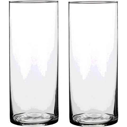 Mica Decorations Vaas - 2x - cilinder - helder glas - D12 x H30 cm - Bloemenvaas -