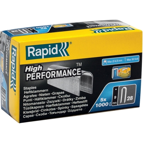 Rapid Nr. 28 kabelnieten 9 mm, 5x1.000 stuks - 11890131 - 11890131