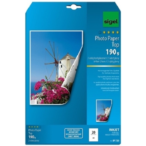 Sigel fotopapier Top, 2-zijdig IP720 DIN A4 20 vellen