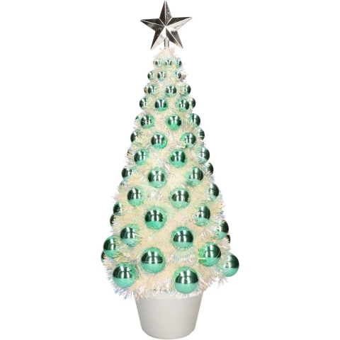 Complete mini kunst kerstboom / kunstboom groen met lichtjes 50 cm -