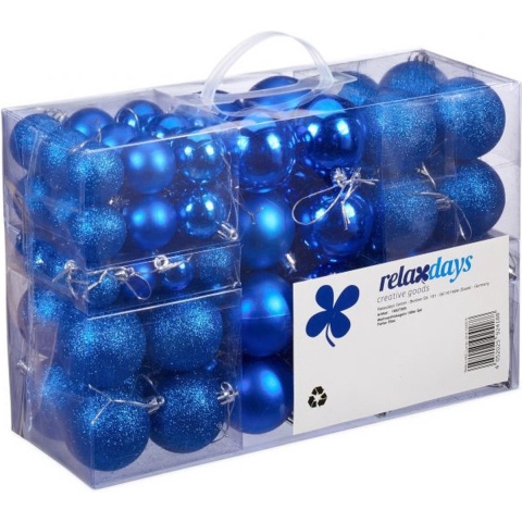 Relaxdays Kerstballen - 100x st - kobalt blauw - D3, D4, D6 cm - kunststof -