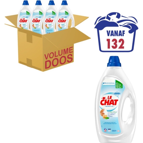 4x Le Chat Vloeibaar Wasmiddel Sensitive 33 wasbeurten 1,485 liter