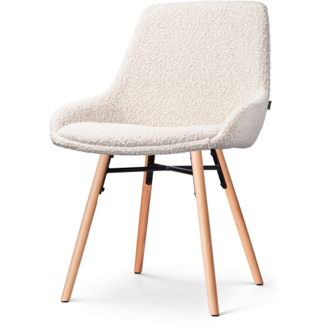 Nolon Nena-Isa Eetkamerstoel Bouclé Beige - Stof - Houten Poten