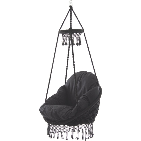 Vivere Polyester Macrame Deluxe Stoel met Franje - Eclipse