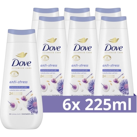 6x Dove Douchecrème Anti-Stress 225 ml