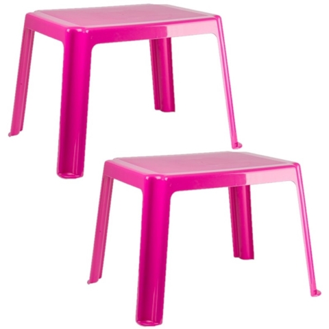 2x stuks kunststof kindertafels roze 55 x 66 x 43 cm -