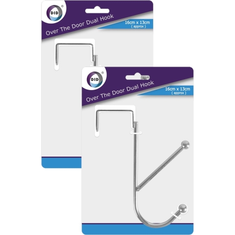 8x stuks deurhangers met dubbele kapstokhaak RVS 16 x 13 cm -