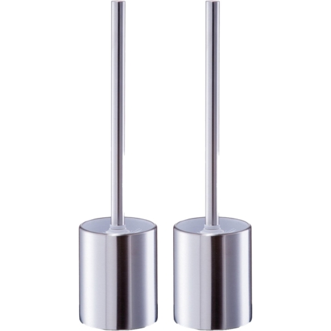 2x Stuks WC/Toiletborstel houder RVS/edelstaal - zilver - D8 x 34 cm -