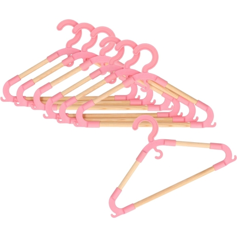 Storage Solutions kledinghangers voor kinderen - set van 24x - kunststof/hout - roze -