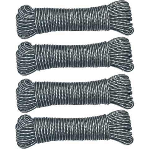 AMIG Paracord touw - 4x - 20 meter - D4mm - 100kg - PP/PE - legergroen/wit -