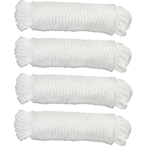 AMIG Touw - 4x - 20 meter - D4mm - nylon - wit - waslijn - tuin -
