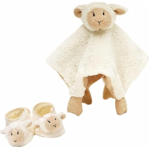 Baby cadeau setje slofjes en tuttel doekje van Lammy het lammetje -