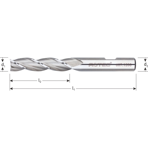 Rotec HSS-E Universeelfrees, ongecoat, ø18 - ø18x63x123xø16mm Z=3 / DIN 844-B / lang - 6071800