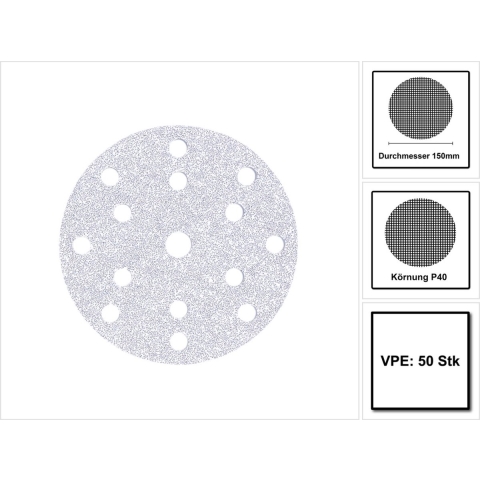Mirka BASECUT | 150mm Grip 15H | P40 | 50/verpakking - 2261105040N