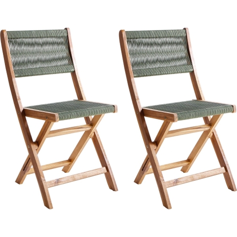 Beliani - PROSSEDI - Set van 2 tuinstoelen - Groen - Acaciahout