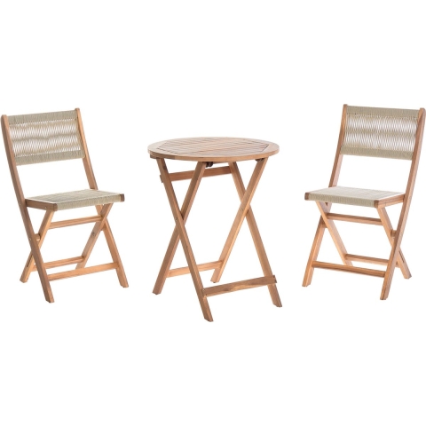 Beliani - PROSSEDI - Bistroset - Beige - Acaciahout