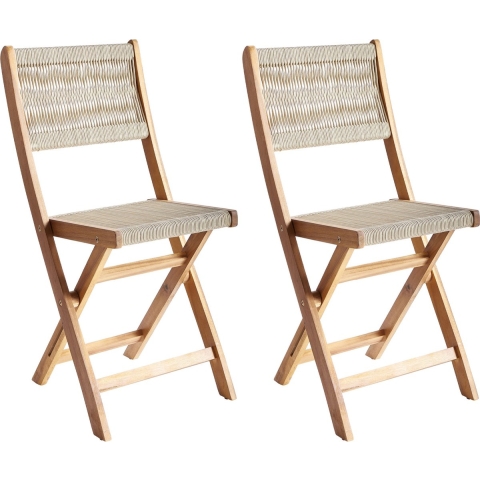 Beliani - PROSSEDI - Set van 2 tuinstoelen - Beige - Acaciahout