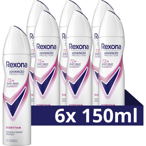 6x Rexona Deodorant Spray Advanced Protection Ultra Dry Biorythm 150 ml