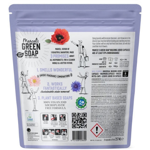 5x Marcel's Green Soap Wascapsules Wilde Bloemen 21 capsules