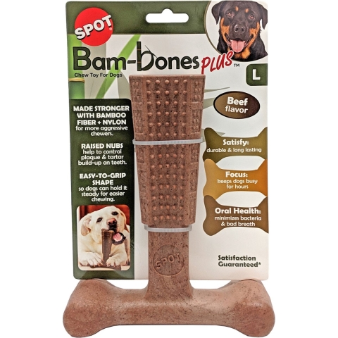 Spot Bam-Bones Easy Grip veilig kauwbot hond (rundsmaak) L x4