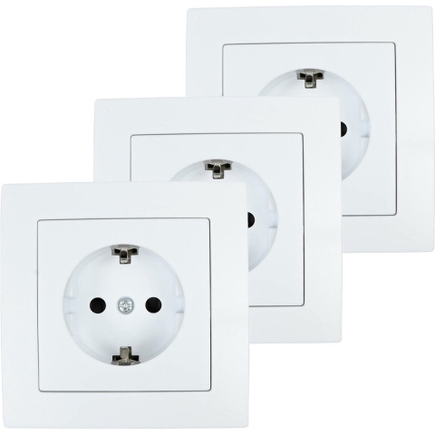 Benson Stopcontact RA - 6x - wit - inbouw - kunststof - 8 x 8 cm -