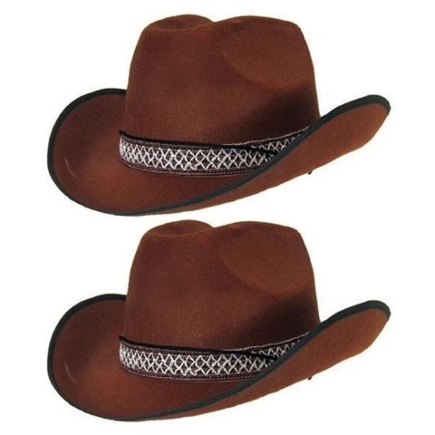 6x stuks cowboyhoed bruin volwassenen -
