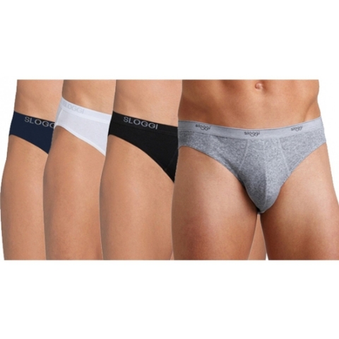 Set van 3x stuks sloggi basic mini heren ondergoed slip, maat: L navy -